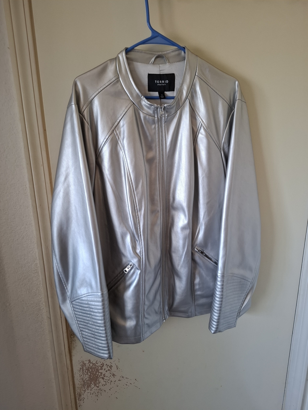 torrid Metallic Silver Faux-Leather Bomber Jacket